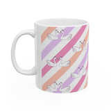 Swans in colorful background White Ceramic Mug