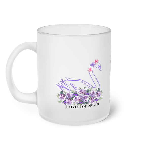 Love for Swan Frosted Glass Mug