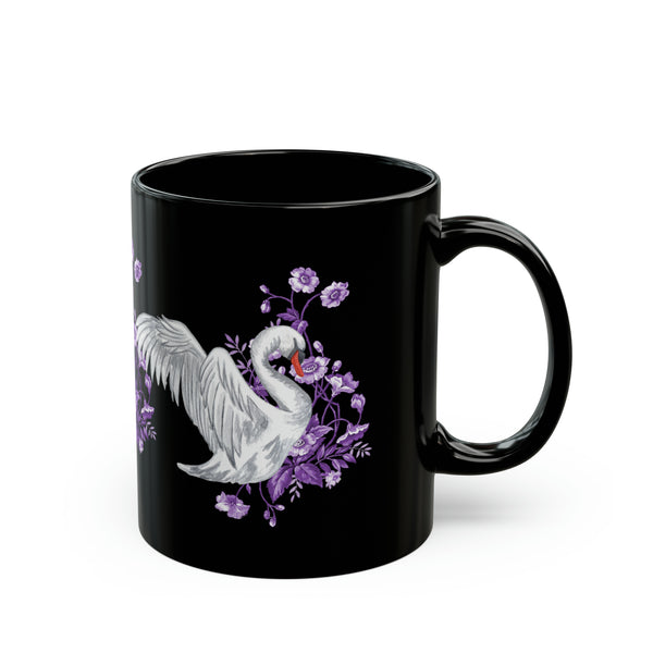 Romantic Swan Black Mug