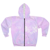 Purple jacket with swan design Unisex Zip Hoodie (AOP)