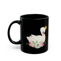 Cute White Swan on Black Mug