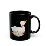 Cute White Swan on Black Mug