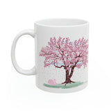 Swan and Cherry Τree  Ceramic Mug 11oz