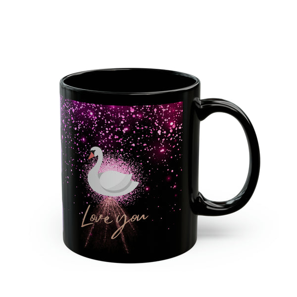 Swan love you Black Mug