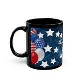 4th July  USA  Black Mug