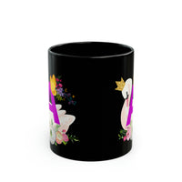 Ιnitial of name with swan 11oz Black Mug