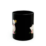 Cute White Swan on Black Mug