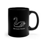 We Love Swans Black Mug