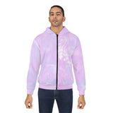 Purple jacket with swan design Unisex Zip Hoodie (AOP)