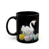 Happy Easter Swans  Black Mug