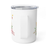 Swan and Flowers Insulated Coffee Mug, 10oz