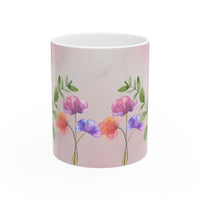 Swan  colorful flowers White Ceramic Mug
