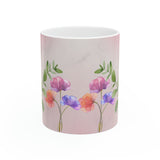 Swan  colorful flowers White Ceramic Mug