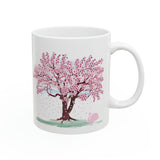 Swan and Cherry Τree  Ceramic Mug 11oz