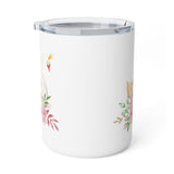 Swan and Flowers Insulated Coffee Mug, 10oz