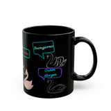 Good Morning World Swans  Black Mug