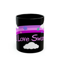 I Love Swan with rainbow Black Mug