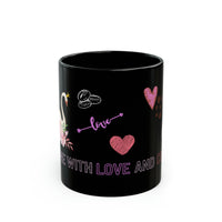 Fill me with love and coffee! Black Ceramic Mug