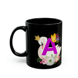 Ιnitial of name with swan 11oz Black Mug