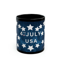 4th July  USA  Black Mug