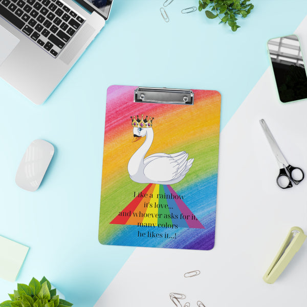 Rainbow with swan Clipboard