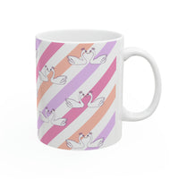 Swans in colorful background White Ceramic Mug