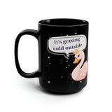 Coffee or Soup Swan Black Mug, 15oz