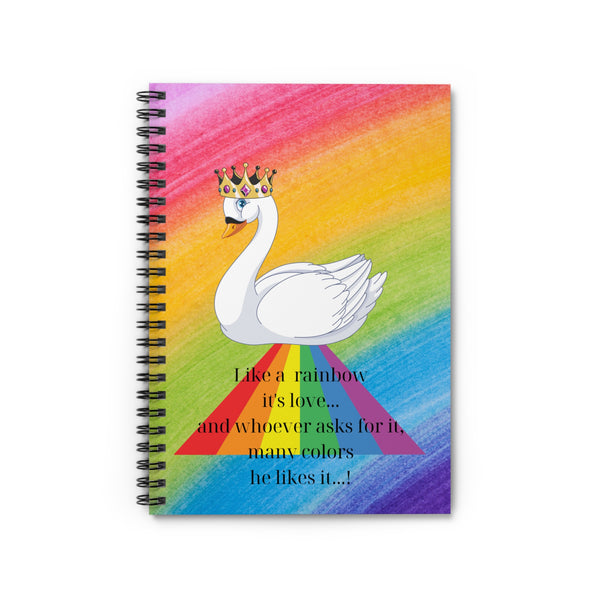 Rainbow with swan Spiral Notebook - Ruled Line