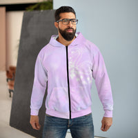 Purple jacket with swan design Unisex Zip Hoodie (AOP)