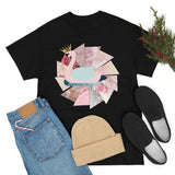 Pink Swan With Golden Crown Unisex Heavy Cotton Tee