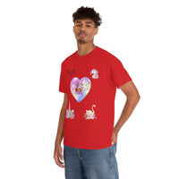 Christmas Heart Swans Unisex Heavy Cotton Tee