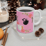 Black Swan with Flowers  Ceramic Mug 11oz