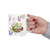 Happy Easter with swan Ceramic Mug 11oz