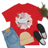 Pink Swan With Golden Crown Unisex Heavy Cotton Tee