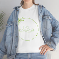 Beautiful Green Circle with Swans Unisex Heavy Cotton Tee