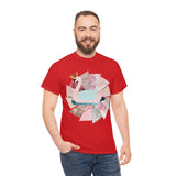 Pink Swan With Golden Crown Unisex Heavy Cotton Tee