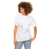 Unisex Heavy Cotton Tee With cute Pink Swan figure