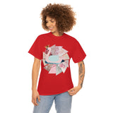 Pink Swan With Golden Crown Unisex Heavy Cotton Tee