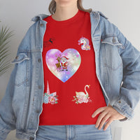 Christmas Heart Swans Unisex Heavy Cotton Tee