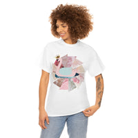 Pink Swan With Golden Crown Unisex Heavy Cotton Tee