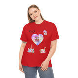 Christmas Heart Swans Unisex Heavy Cotton Tee