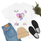 Christmas Heart Swans Unisex Heavy Cotton Tee