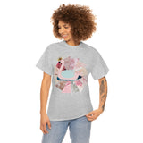 Pink Swan With Golden Crown Unisex Heavy Cotton Tee