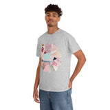 Pink Swan With Golden Crown Unisex Heavy Cotton Tee