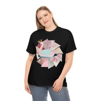 Pink Swan With Golden Crown Unisex Heavy Cotton Tee