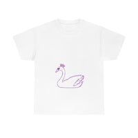 Unisex Heavy Cotton Tee With cute Pink Swan figure