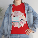 Pink Swan With Golden Crown Unisex Heavy Cotton Tee