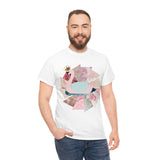 Pink Swan With Golden Crown Unisex Heavy Cotton Tee