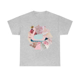 Pink Swan With Golden Crown Unisex Heavy Cotton Tee