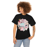 Pink Swan With Golden Crown Unisex Heavy Cotton Tee